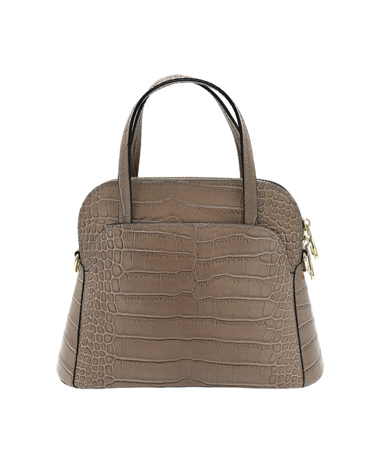 Crocodile Embossed Leather Handbag view 