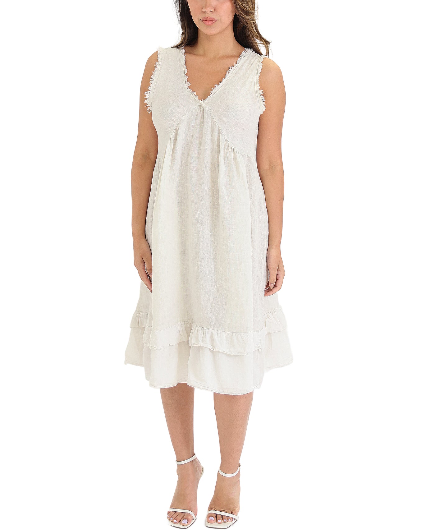 Linen Dress w/ Raw Edge view 1