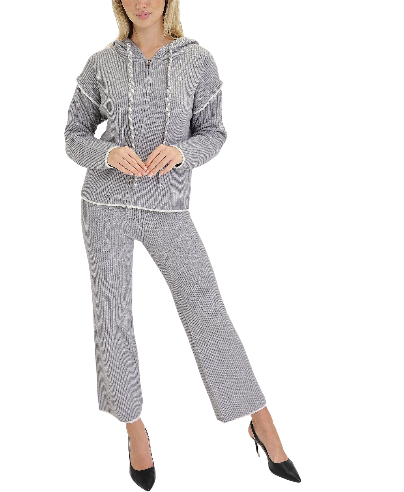 Hooded Cardigan & Pants Set- 2 Pc Set view 1