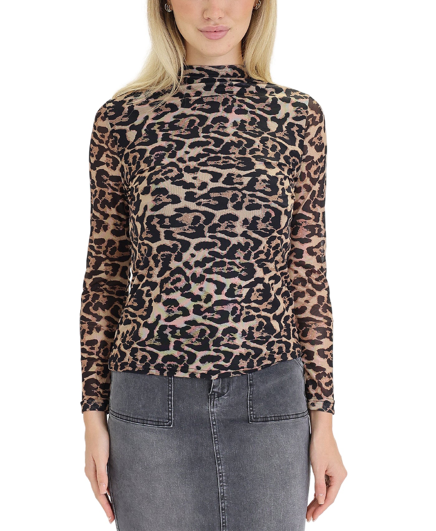 Leopard Print Mesh Top view 1