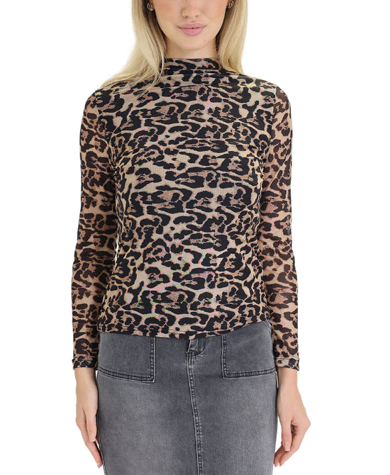 Leopard Print Mesh Top view 