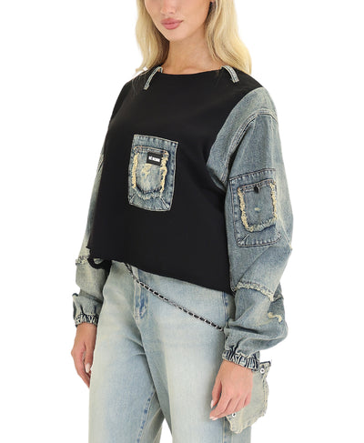 Denim & Fleece Top image 2