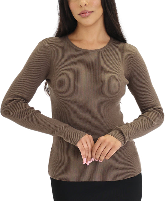 Knit Ribbed Crew Neck Sweater view 