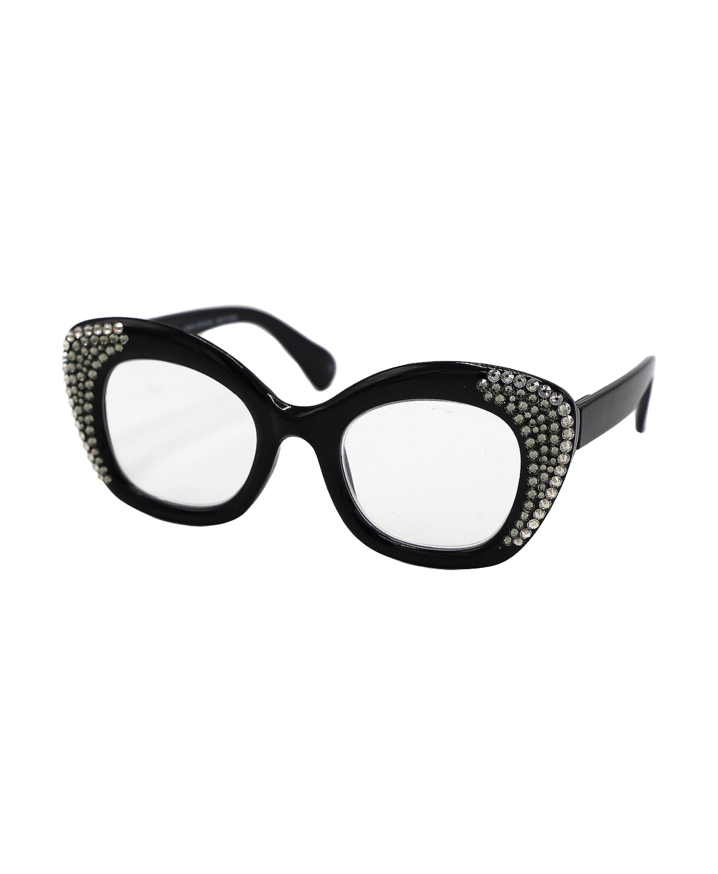 Oversized Cat Eye Genuine Crystal Readers: +1.50 Strength view 1