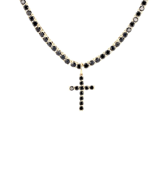 Men's Cross Tennis Necklace w/ Cubic Zirconia view 