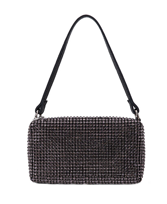 Rhinestone & Leather Evening Bag view 