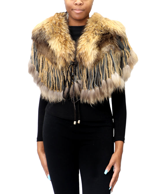 Fur Shawl w/ Tassels view 