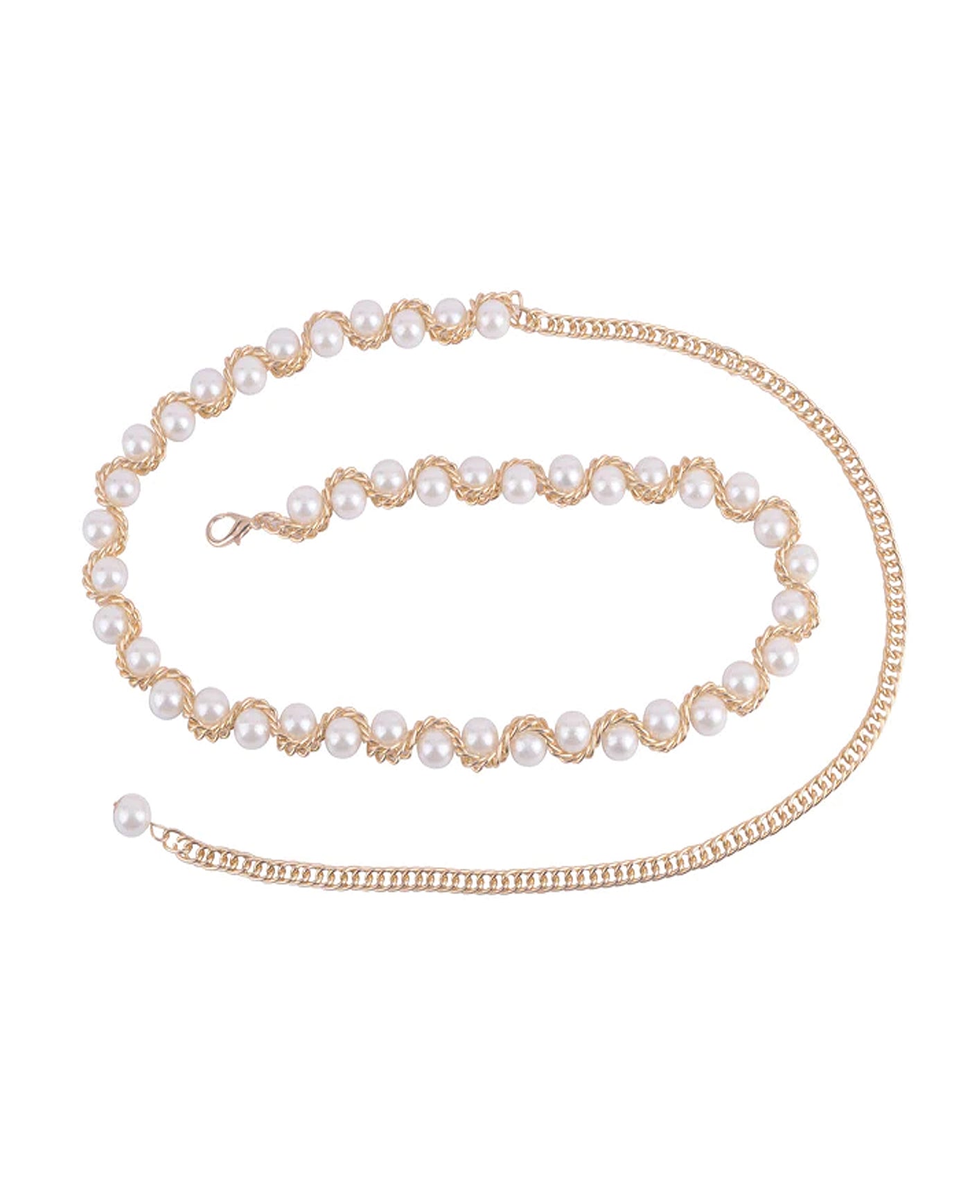 Faux Pearl Metal Chain Belt view 1