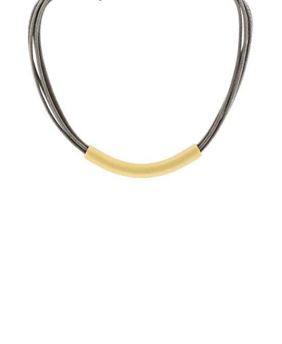 Multi Cord Collar Necklace w/ Metal Accent view 