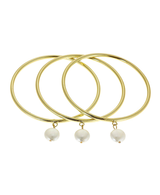 Bangle Set w/ Pearl Charm view 