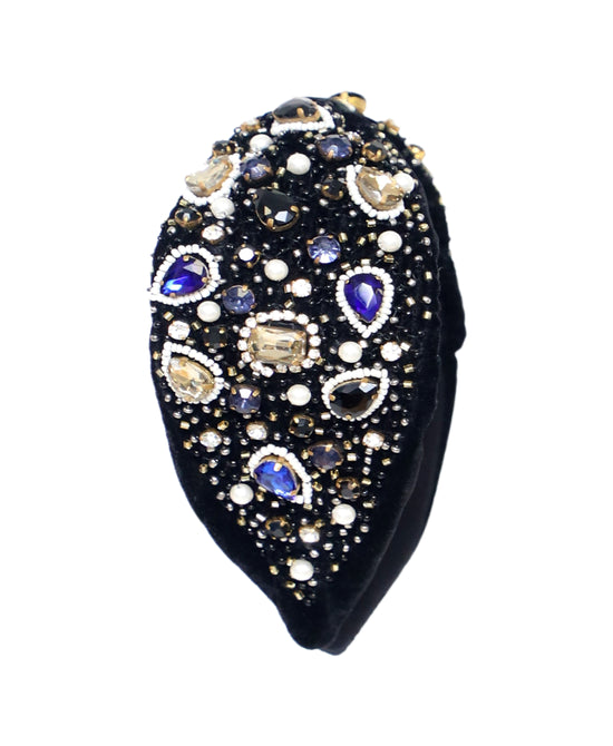 Embellished Velvet Knotted Headband view 