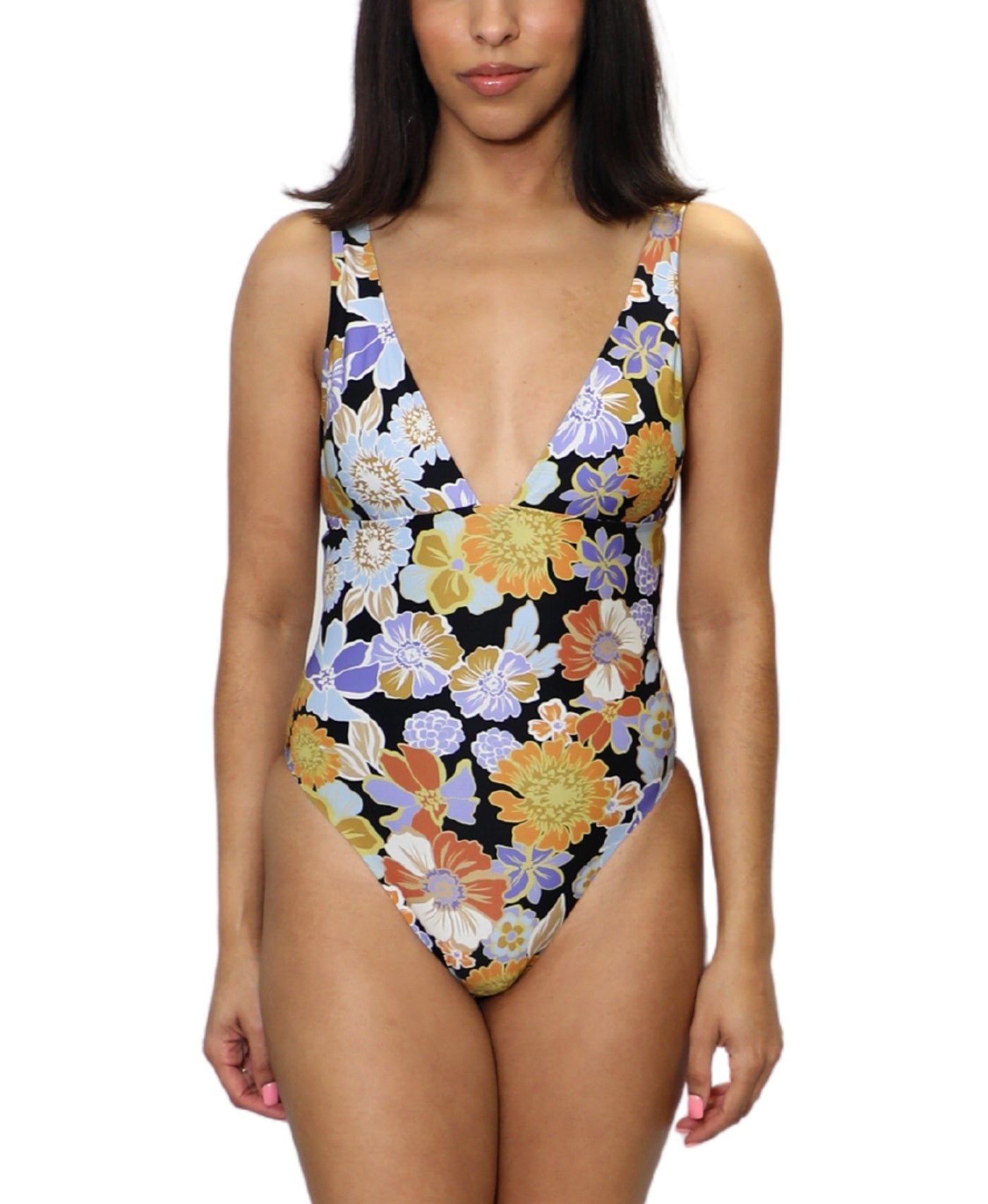 Floral Print One Piece Swimsuit view 1