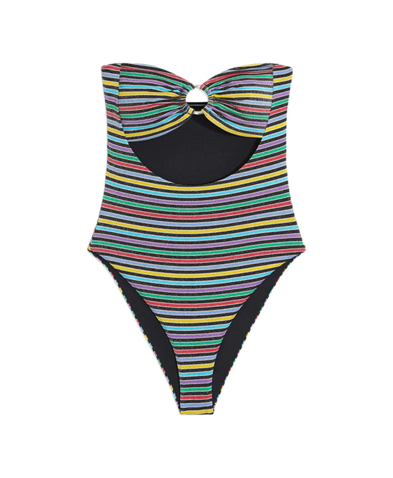 Shimmer Stripe Bandeau One-Piece Swimsuit view 