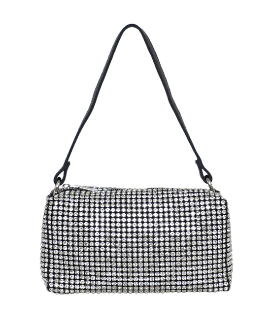 Rhinestone & Leather Evening Bag view 