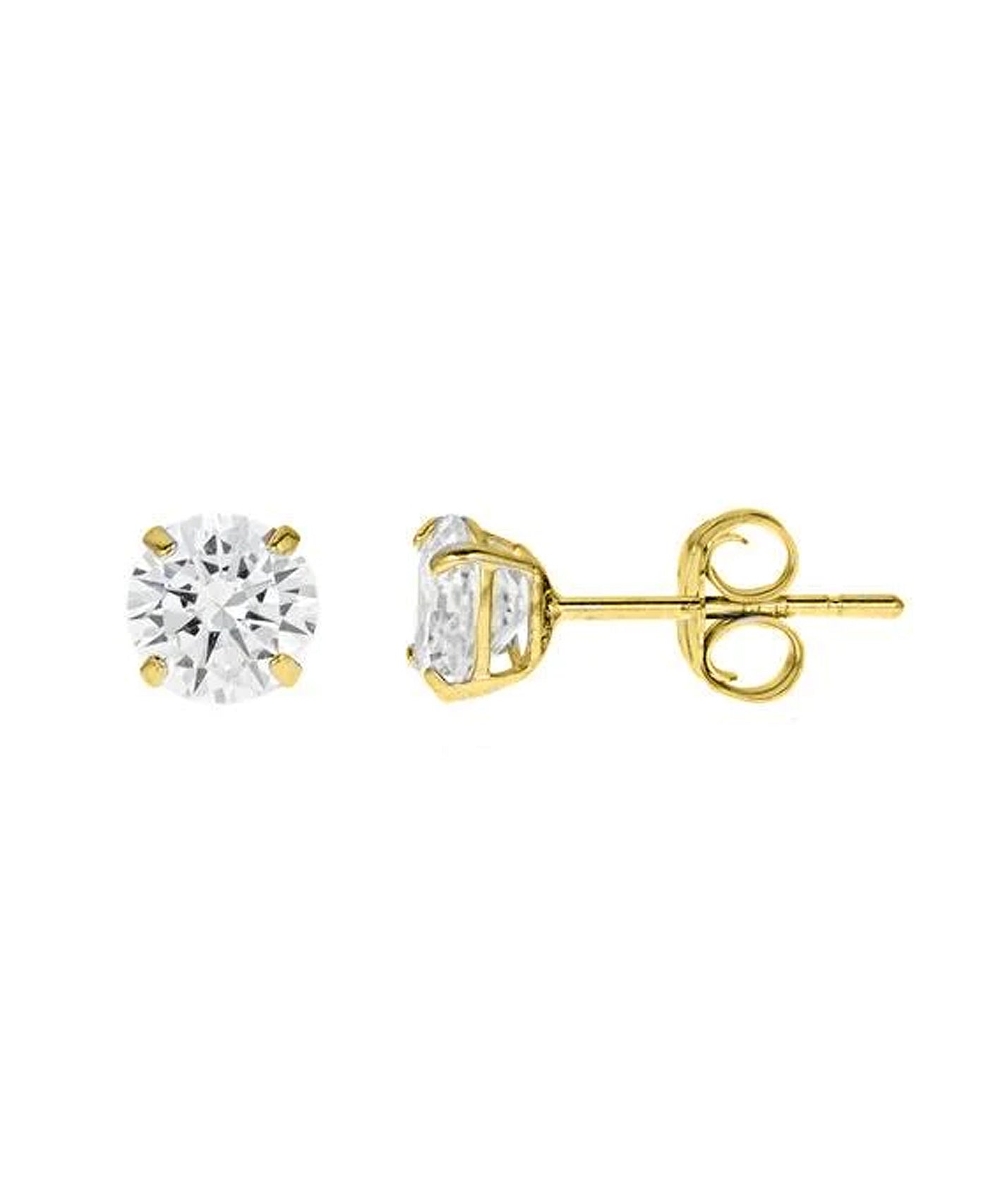 14K Round Cut Cubic Zirconia Stud Earrings (1 ctw) view 2