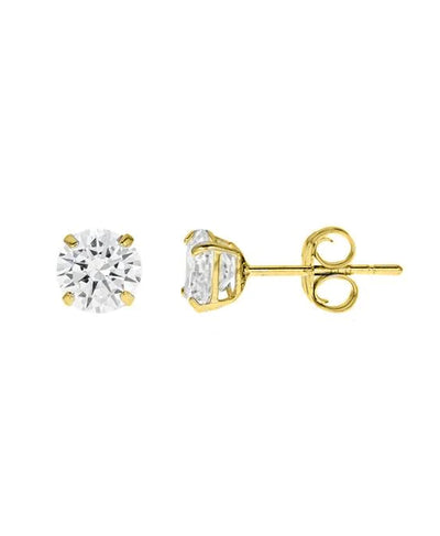 14K Round Cut Cubic Zirconia Stud Earrings (1 ctw) image 2