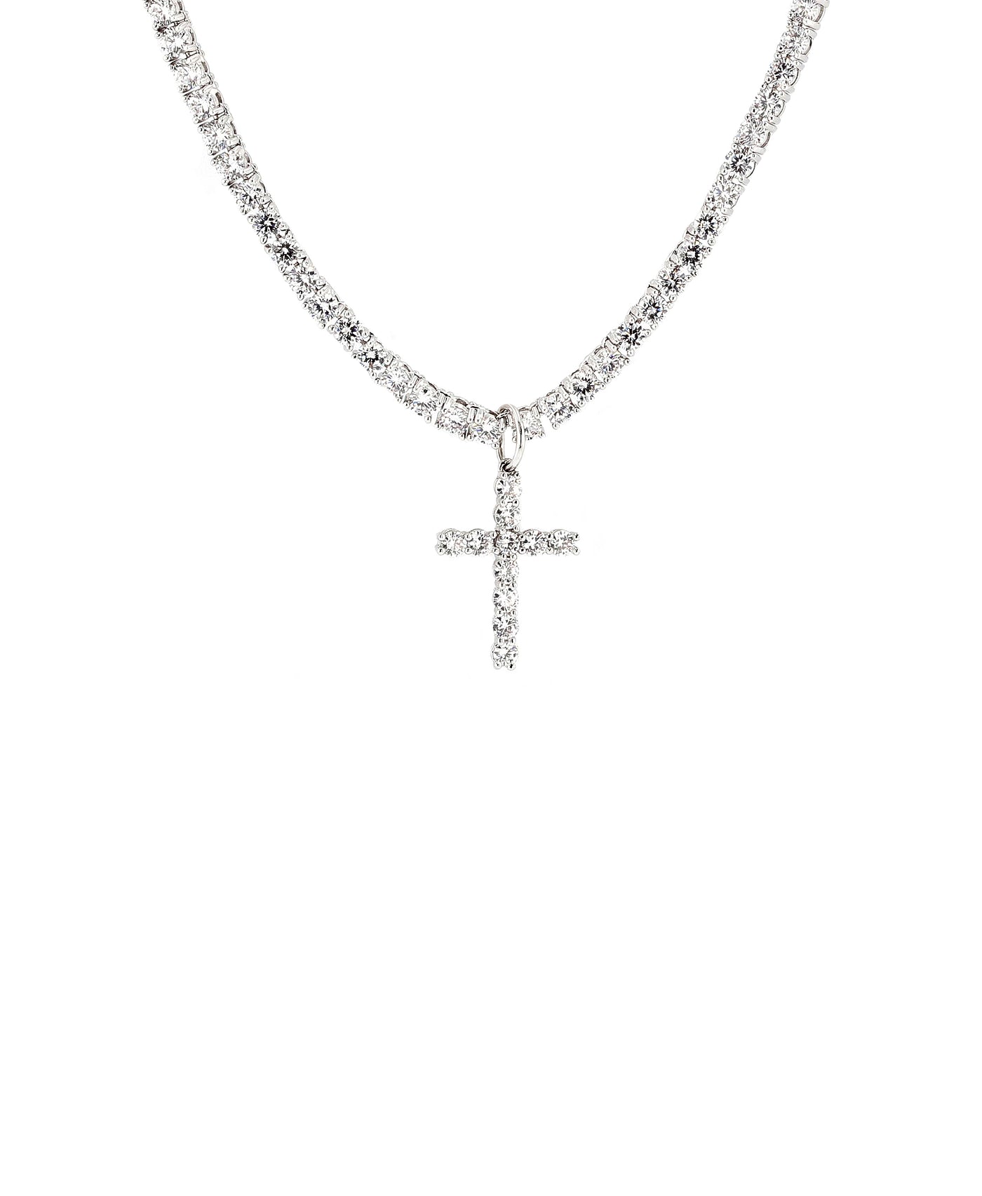 Men's Cross Tennis Necklace w/ Cubic Zirconia view 1