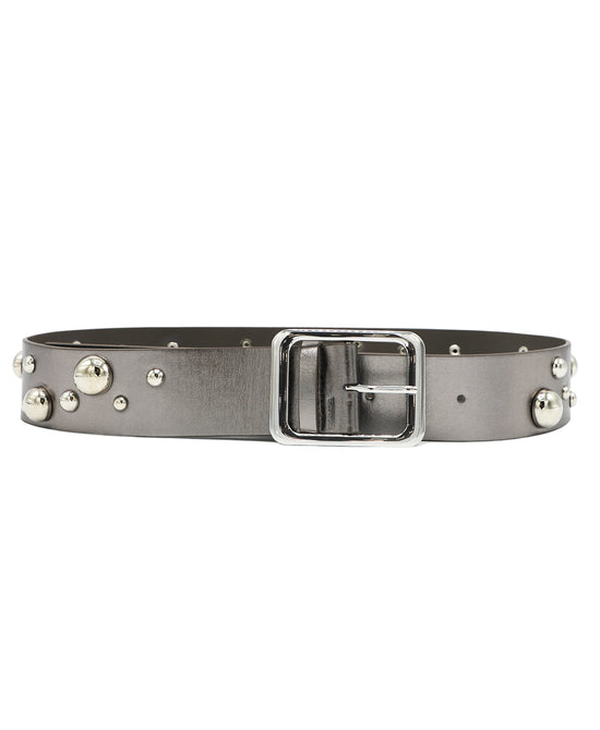 Metallic Faux Leather Studded Belt view 