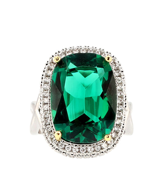 Emerald Green CZ Cocktail Ring view 