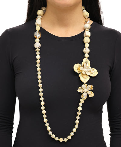 Asymmetrical Flower Beaded Necklace image 1