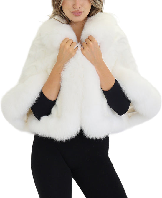 Mink Cape w/ Fox Fur Trim view 