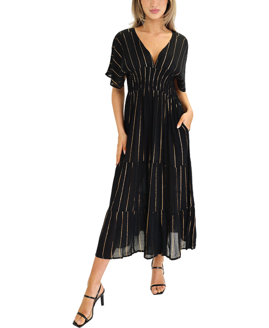 Maxi Dress w/ Metallic Stripes view 