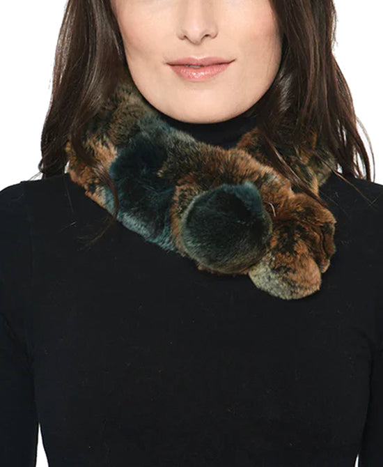 Fur Pull Thru Scarf w/ Poms view 