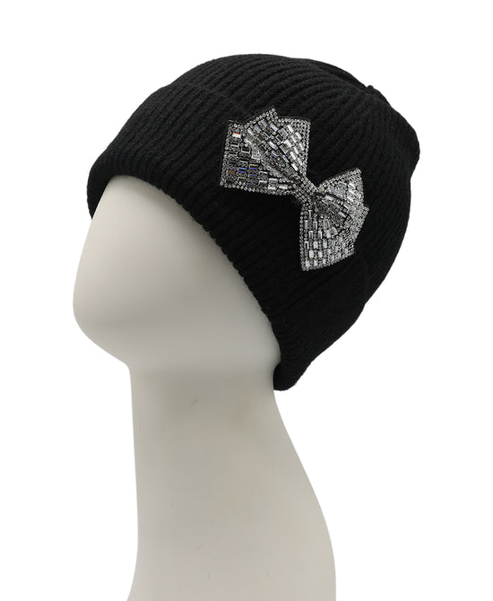 Wool Hat w/ Rhinestone Bow view 