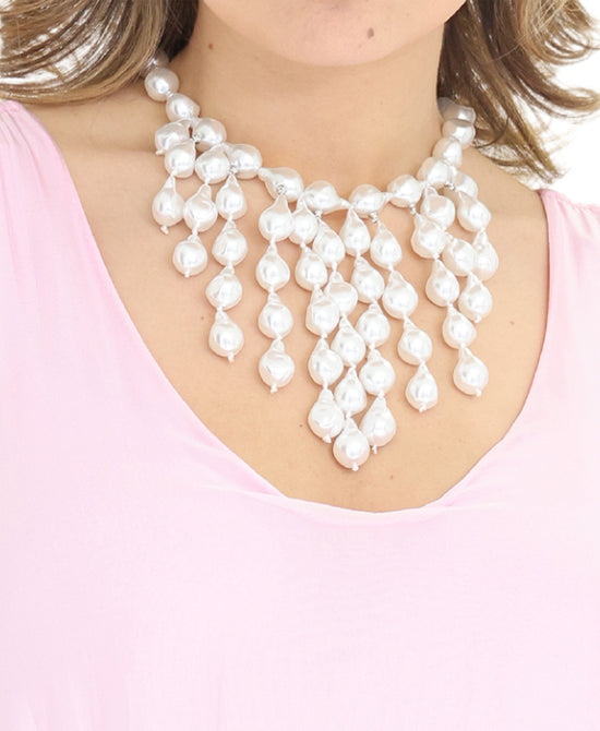 Faux Pearl Fringe Necklace view 