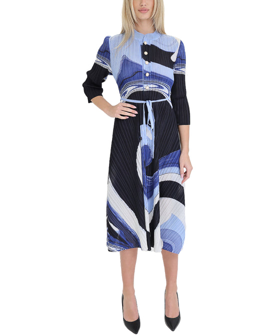 Printed Plisse Midi Dress view 