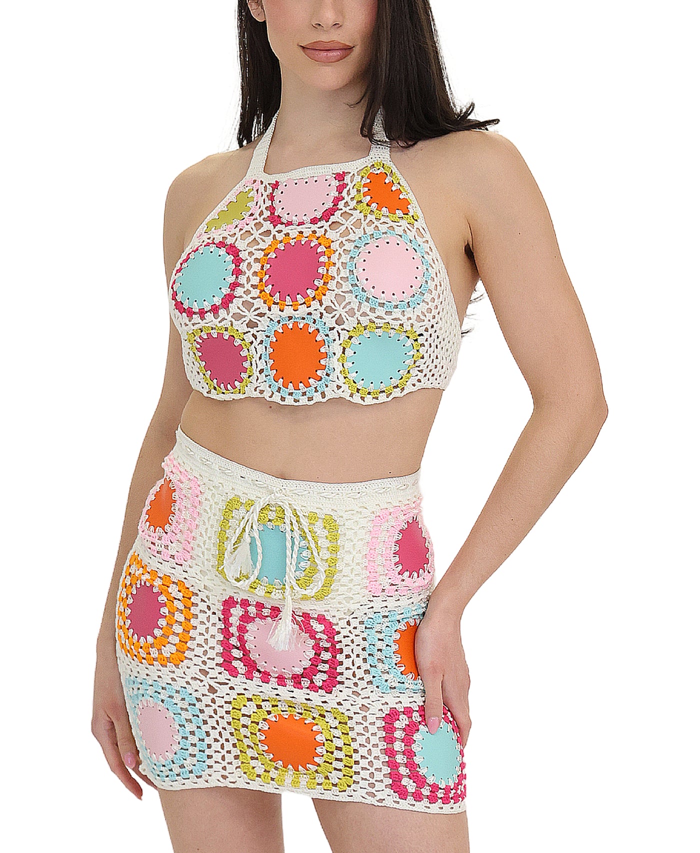 Granny Square Crochet Crop Top view 1