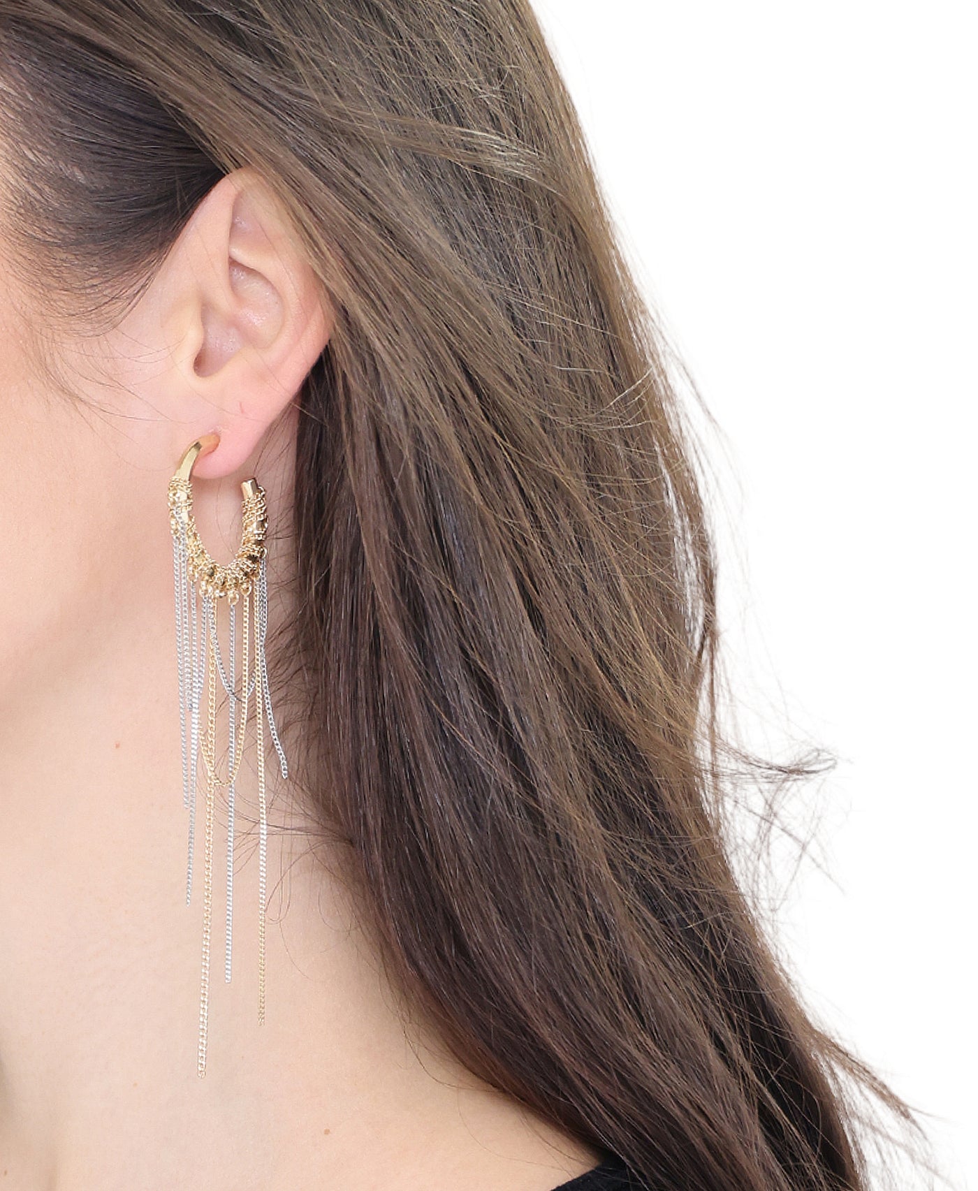 Statement Chain Hoop Earrings view 1