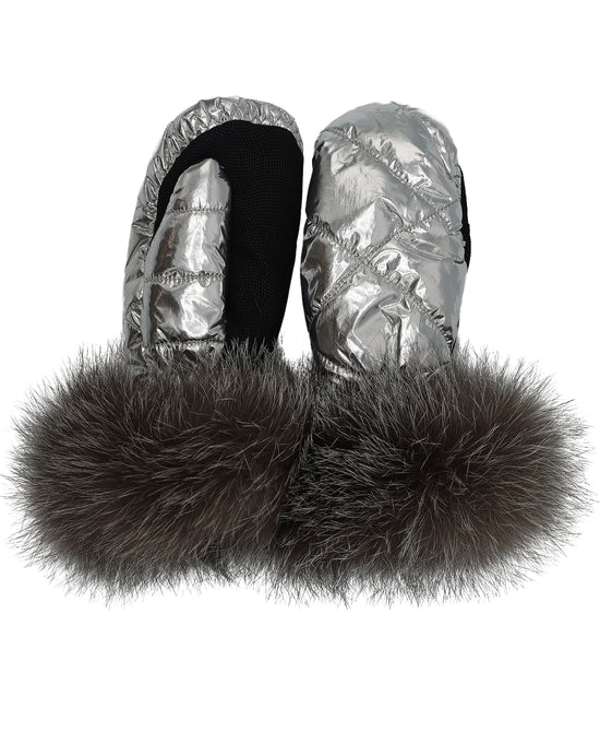 Nylon Mittens w/ Fox Fur Cuffs view 