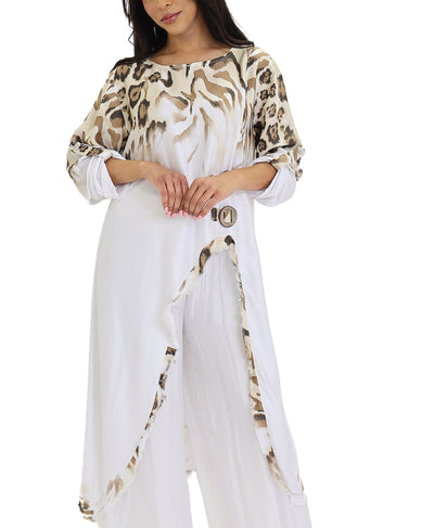 Satin Leopard Print Asymmetrical Tunic image 1