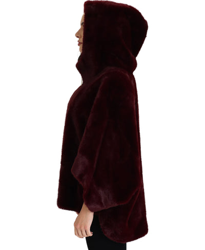 Reversible Faux Fur & Faux Suede Cape w/ Hood image 2