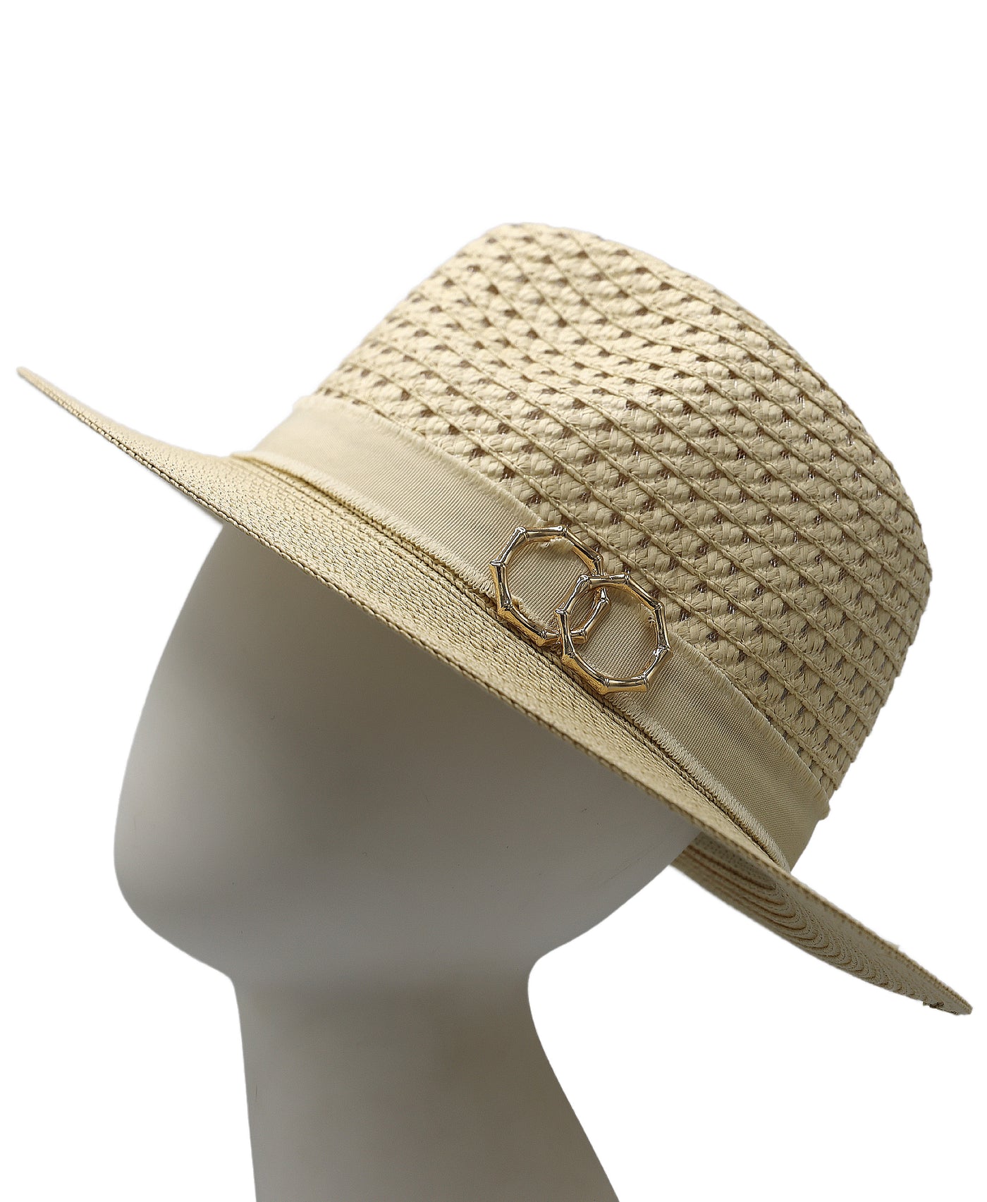 Straw Hat w/ Gold Detail view 1