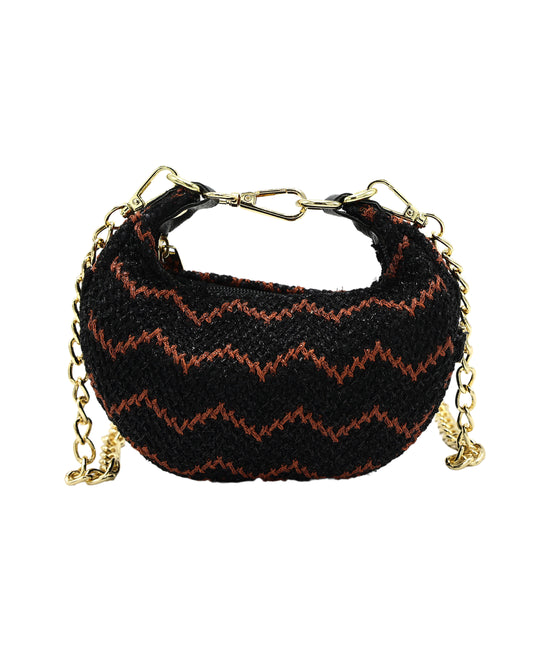 Mini Zig-Zag Metallic Mesh Crossbody Bag view 