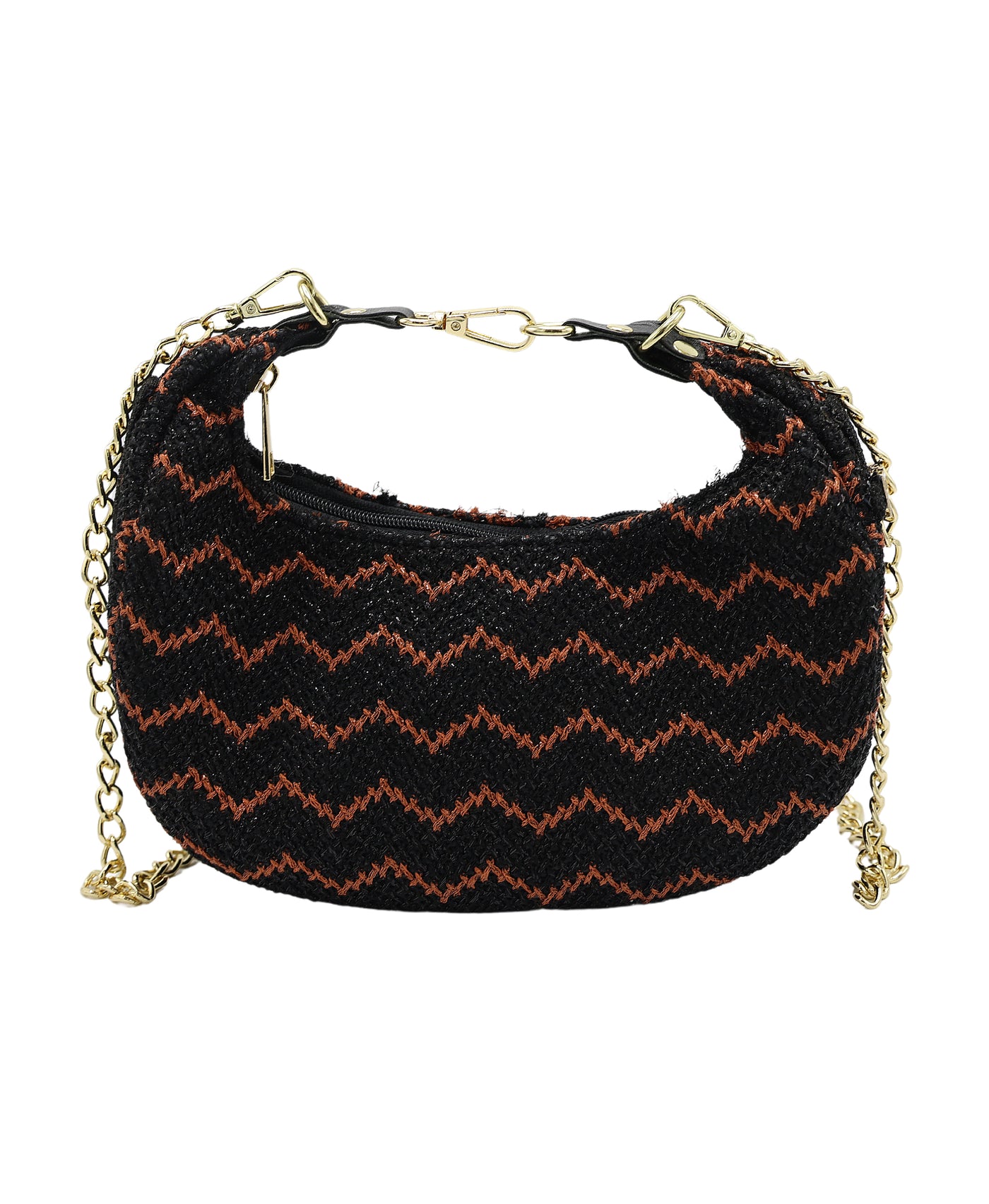 Zig-Zag Metallic Mesh Crossbody Bag view 1