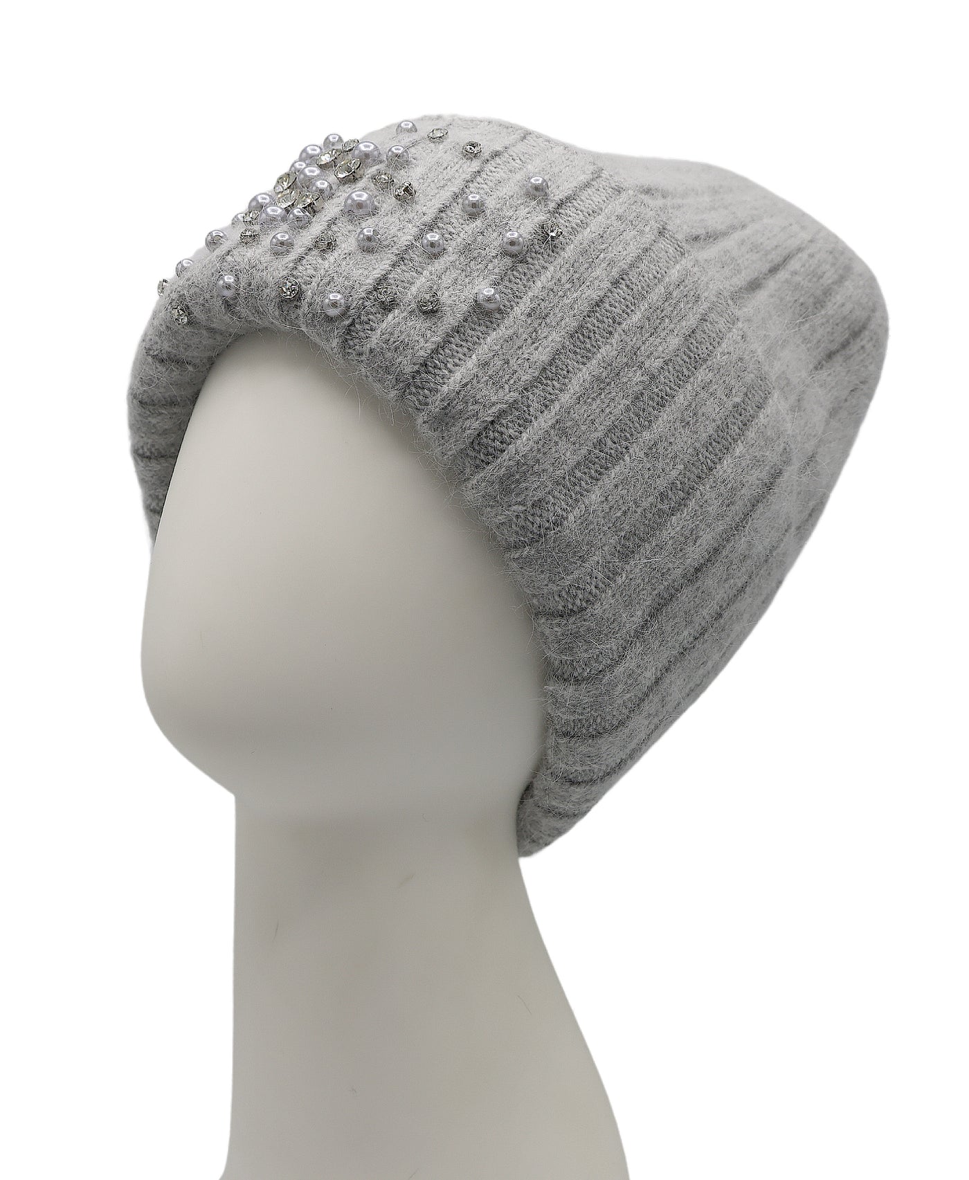 Rhinestone & Pearl Knit Hat view 1