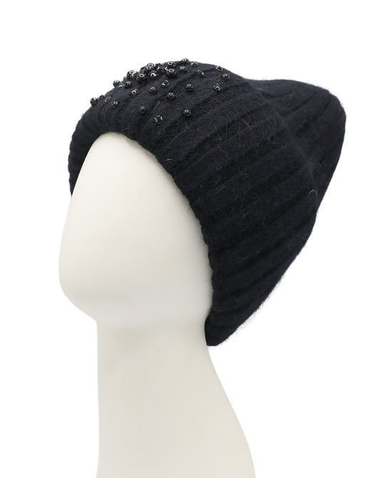 Rhinestone & Pearl Knit Hat view 