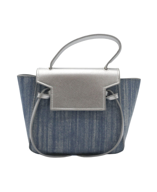 Small Denim & Metallic Tote Bag view 