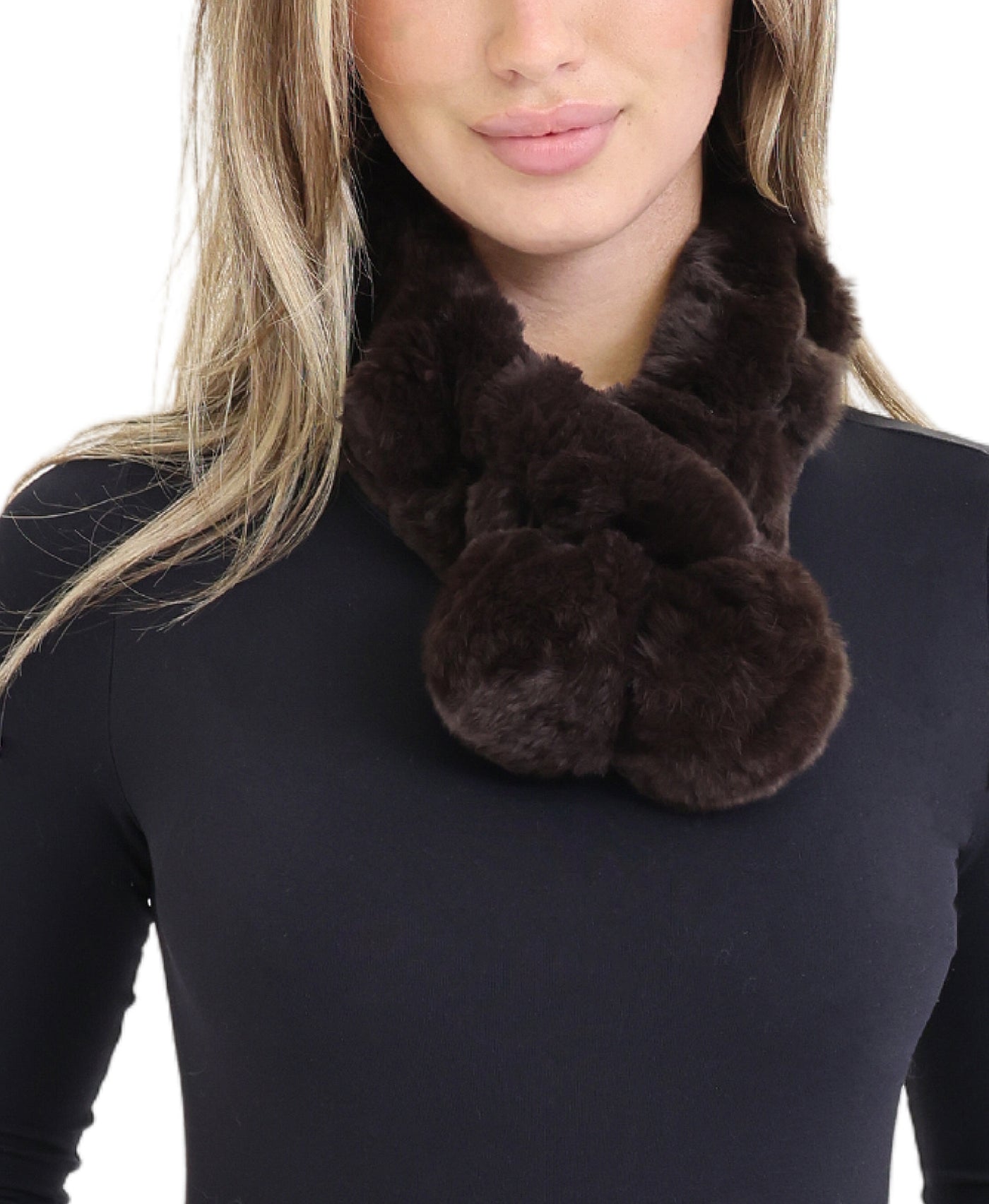 Fur Pull Thru Scarf w/ Poms view 1