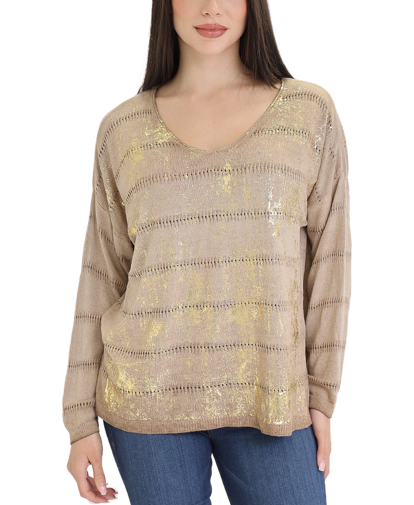 Shimmer Foil Knit Top view 1