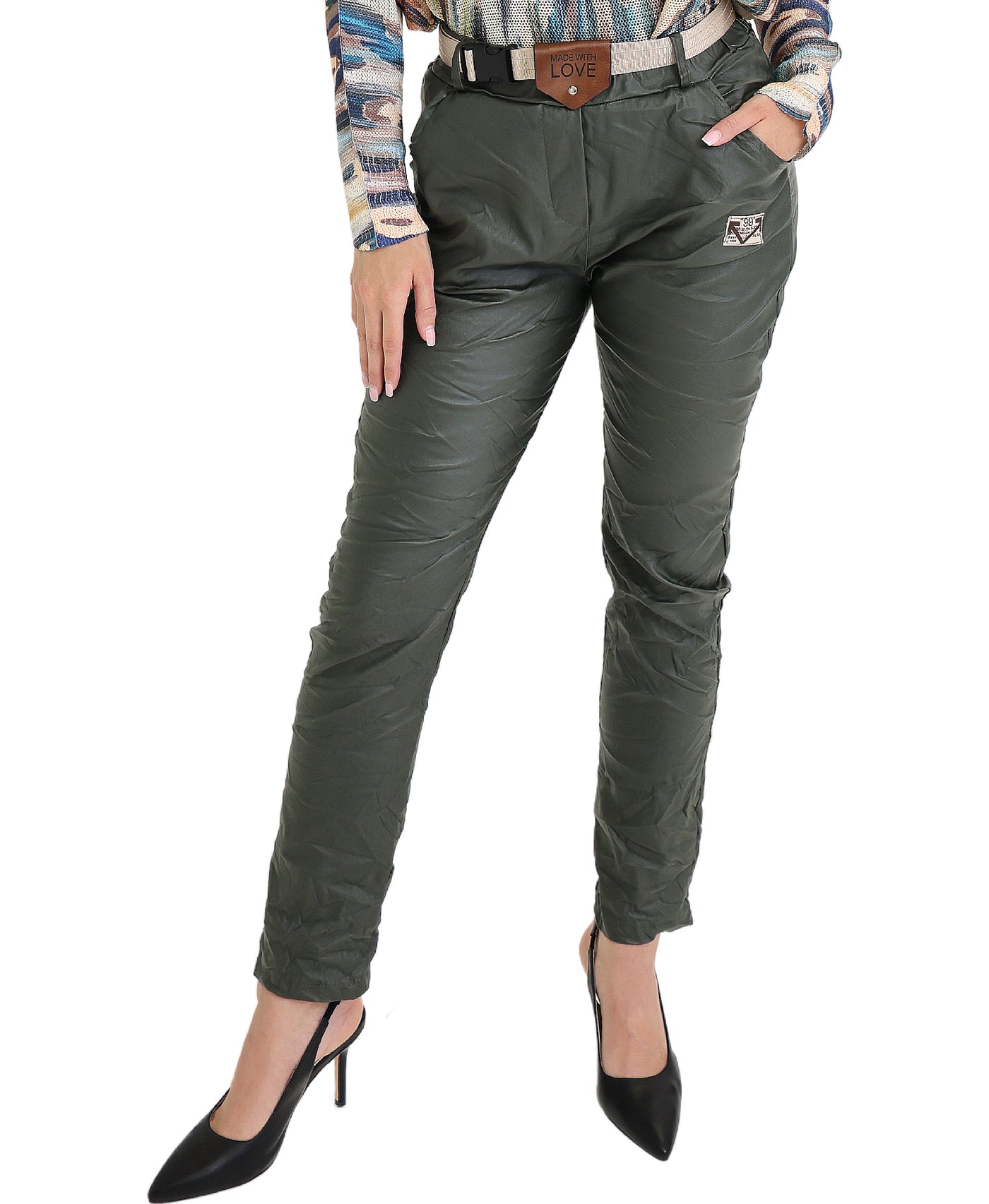 Faux Leather Pants w/ Belt view 1