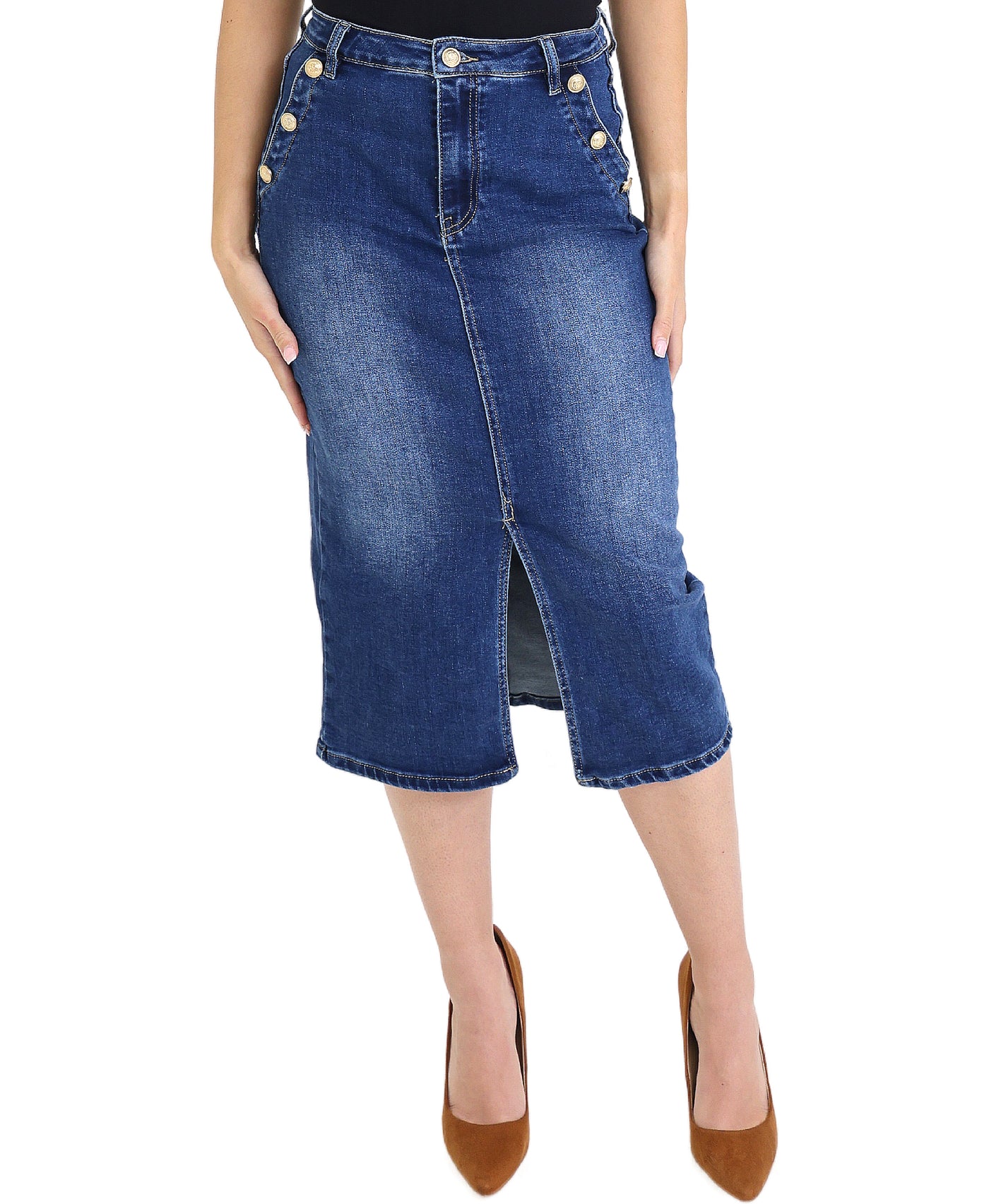 Denim Midi Skirt view 1