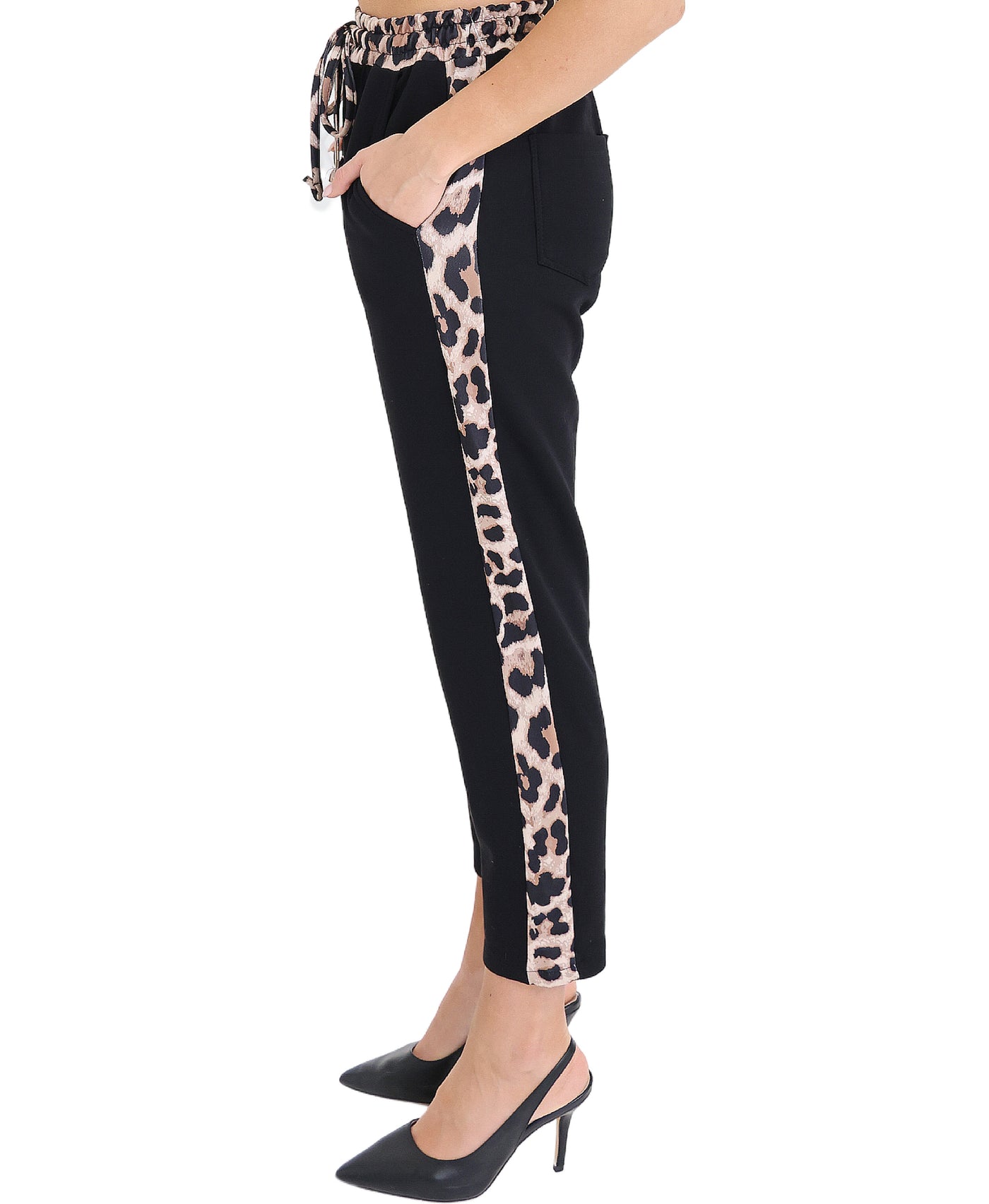 Pants w/ Leopard Print Trim view 2