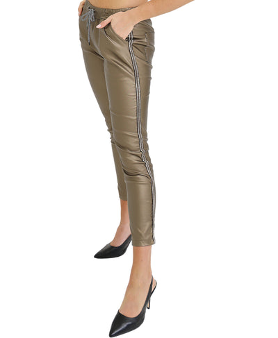 Faux Leather Pants w/ Side Stripe image 2