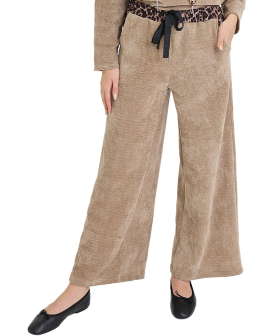 Velour Pants w/ Leopard Trim view 