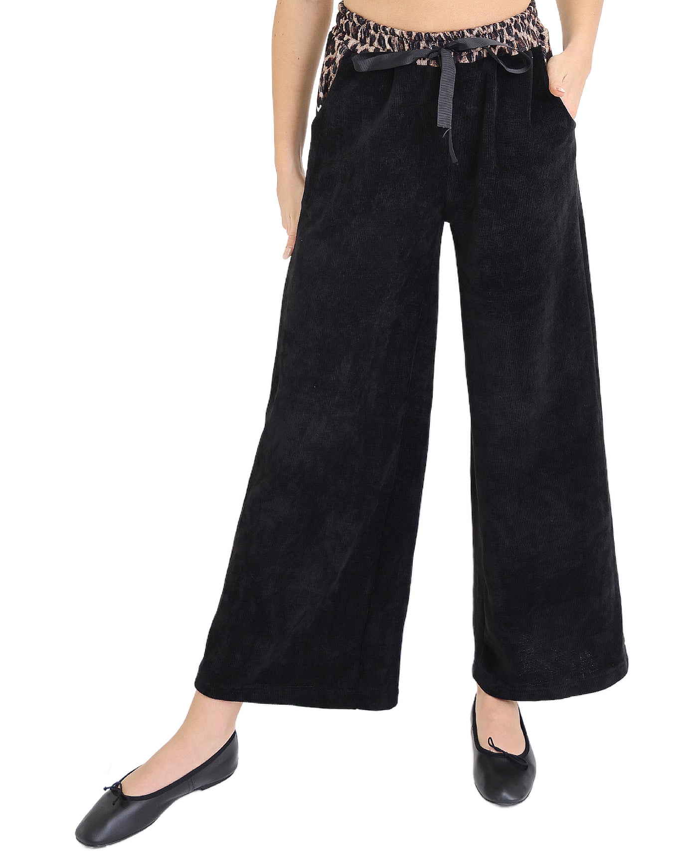 Velour Pants w/ Leopard Trim view 1