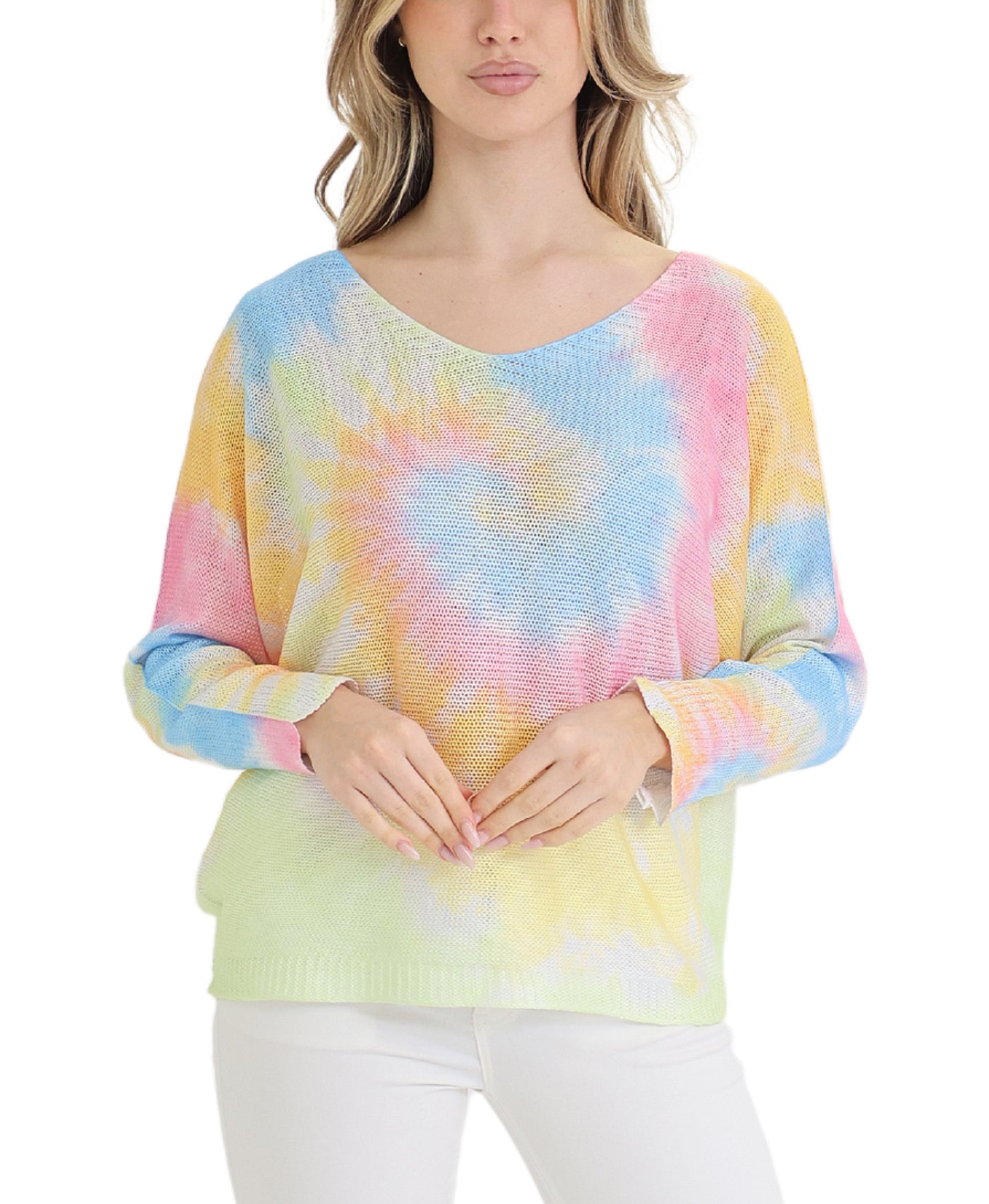 Tie Dye Print Knit Top view 1